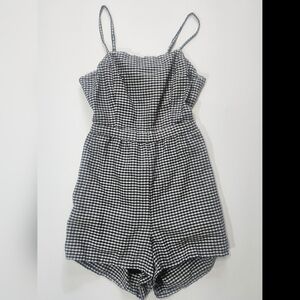 Kendall & Kylie Romper Womens‎ Medium Black White Gingham Check Retro Coastal